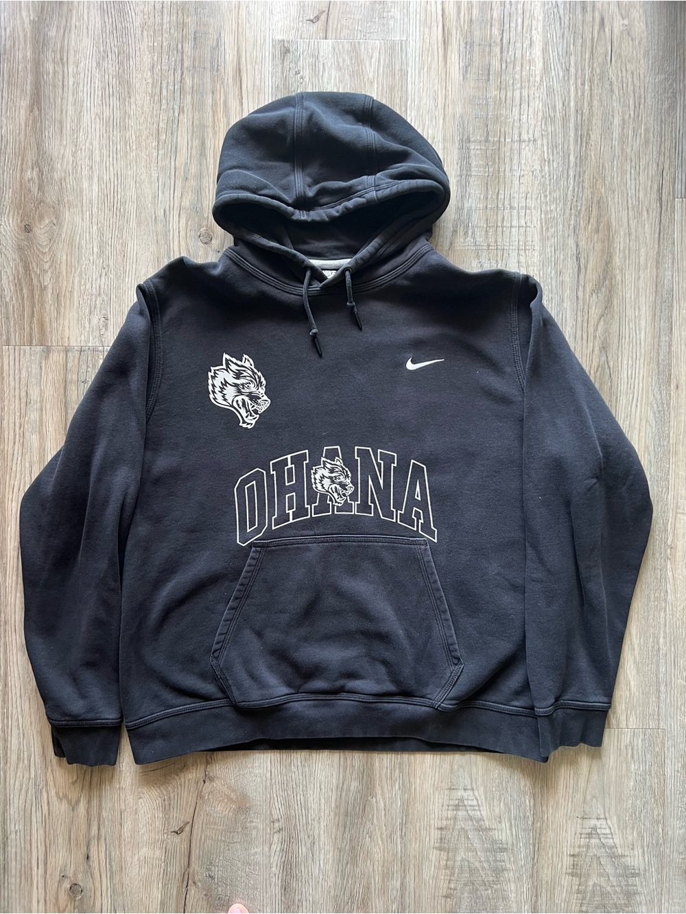 Nike Black 'Ohana' Pullover Hoodie with Graphic Logos
